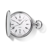Unisex Stainless Steel Pocket Watch with Chain - Quartz Movement (49mm)