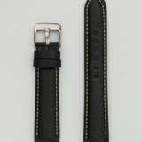 Black Matte' Black Leather Watch Band Size 18