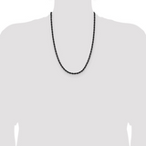 Black Stainless Steel 3mm Rope Chain Necklace, 24 Inch Length