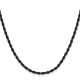 Black Stainless Steel 3mm Rope Chain Necklace, 24 Inch Length