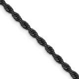 Black Stainless Steel 3mm Rope Chain Necklace, 24 Inch Length