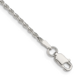 Sterling Silver Rhodium Plated Solid Rope Chain | 16" 1.5mm