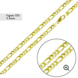 24" Yellow Sterling Silver 5.6mm Figaro Chain Necklace