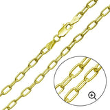 20" Yellow Sterling Silver 4mm Paperclip Chain Necklace
