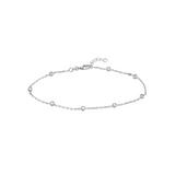 10" Sterling Silver Rhodium-Plated 3mm CZ Tennis Anklet Chain
