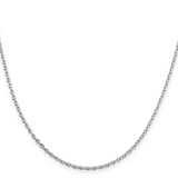 22" 2mm Beveled Oval Cable Chain Rhodium Plated Sterling Silver