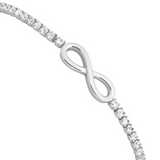7" Rhodium Plated Sterling Silver Infinity CZ Bracelet