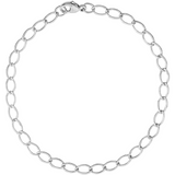 8" Rhodium Plated Sterling Silver Oval Link Bracelet | White