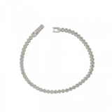 Sterling Silver CZ Cluster Tennis Bracelet - 7.5" Rhodium Plated