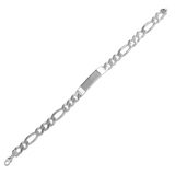 Sterling Silver 6.5mm Figaro Link ID Bracelet - 8 Inches