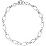 8-Inch Rhodium Plated Sterling Silver Charm Bracelet