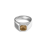 Petoskey Stone Octagonal Inlay Signet Ring - Size 10