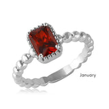 Sterling Silver Rhodium Plated Cz Birthstone January Ring Size 7