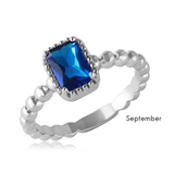 Sterling Silver September Birthstone Ring - Sapphire CZ Solitaire, Size 7