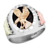 Tri-Color Black Hills Gold & Silver Onyx Eagle Ring | Size 11