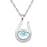 March Birthstone Necklace Rhodium Plated Sterling Silver CZ Pendant