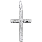 Rhodium Plated Sterling Silver Cross Pendant | Charm