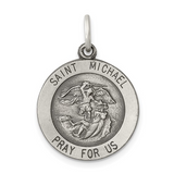 St. Michael Medal Antiqued Sterling Silver Pendant