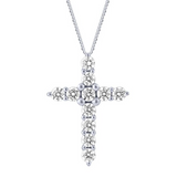 1ctw CZ Cross Pendant with 18" Singapore Chain - Sterling Silver