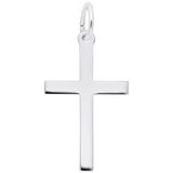 Rhodium Plated Sterling Silver Cross Pendant Charm