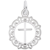 Sterling Silver Cross & Circle Pendant Charm