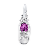 Sterling Silver June Baby Shoe Charm Pendant | Pearl/Alexandrite