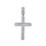 Sterling Silver Rhodium Plated CZ Cross Pendant - Round & Baguette CZ