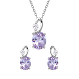 Sterling Silver June Birthstone Pendant & Stud Earrings Set