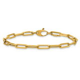 14K Gold 4mm Paperclip Bracelet (7.5") – Hollow Polished Link