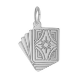 Rhodium Sterling Silver Royal Flush Cards Charm