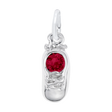 Rhodium Sterling Silver January Baby Shoe Charm Pendant