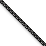 Black Stainless Steel 3mm Flat Box Chain Necklace, 24 Inch