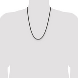 Black Stainless Steel 3mm Flat Box Chain Necklace, 24 Inch