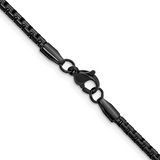 Black Stainless Steel 3mm Flat Box Chain Necklace, 24 Inch