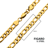 4mm Figaro Necklace | 20" Stainless Steel Chain