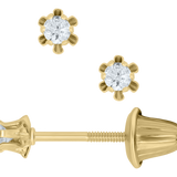 14K Yellow Gold 0.08ctw Diamond Stud Earrings - Round Cut