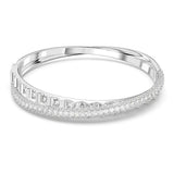 Swarovski Rota Mixed Cut White Crystal Bangle Size L 5663236