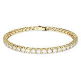 Swarovski Matrix Tennis Bracelet | Gold-Tone 6.5" Round Cut White