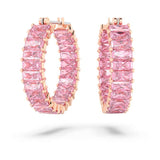 Swarovski Matrix Pink Hoop Earrings | Rose Gold-Tone Baguette
