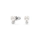 Swarovski Matrix Pearl Stud Earrings - Rhodium Plated Daily Glow