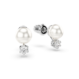 Swarovski Matrix Pearl Stud Earrings - Rhodium Plated Daily Glow