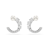 Swarovski Matrix Pearl Hoop Earrings - Rhodium Plated Daily Shimmer