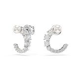 Swarovski Matrix Pearl Hoop Earrings - Rhodium Plated Daily Shimmer
