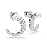 Swarovski Matrix Pearl Hoop Earrings - Rhodium Plated Daily Shimmer