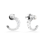 Swarovski Matrix Pearl Hoop Earrings - Rhodium Plated Daily Shimmer