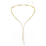 Swarovski Matrix Y Necklace White Round Cut Gold Finish 5750601