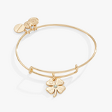 Alex and Ani "Love" Clover Charm Bangle - Shiny Gold Finish