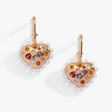 Alex and Ani Puffy Heart Gemstone & Pearl Charm Hoop Earrings