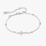 Alex and Ani Cross Pave Crystal Beaded Bracelet | 6.5"+1.5"