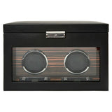 Black Wood Roadster Double Watch Winder with Storage